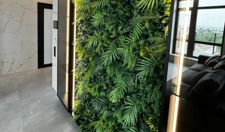 Ideas for apartment and private house design with plant walls: partitions, sliding wardrobes, balconies, and terraces.